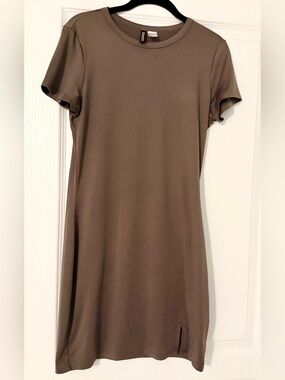 Basic Short Sleeve Tee Dress - Taupe